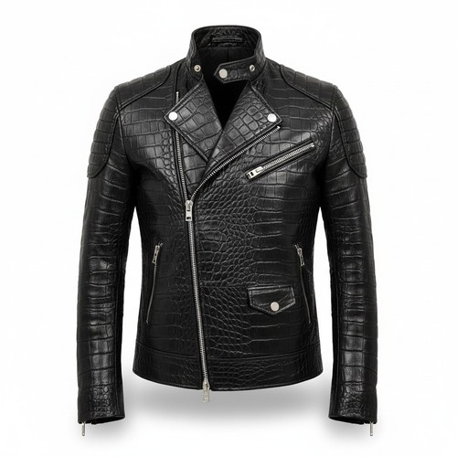 Men black crocodile embossed - black,