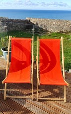 Red Wooden Deck Chairs/ Loungers for beach or garden
