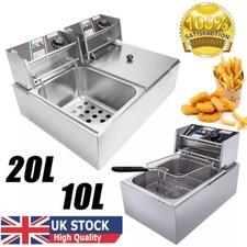 Commercial 10L/20L Electric Deep Fryer Fat Chip Single Dual Tank Stainless Steel