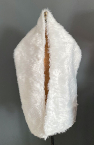 Faux white fur stole wrap - white,