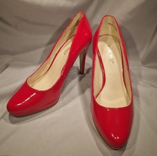Nine West Red Platform Court High Heel Shoes Faux Leather - size 5w