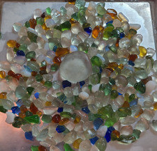 301 Very small Multi Coloured Mosaic Sea glass Pieces Seaham Blue Green Amber