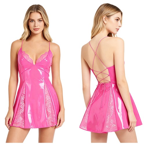 Women pvc wet look leather - wet,