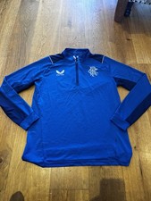 Glasgow Rangers Men's Medium 1/4 Zip Training Football Tracksuit Top blue 