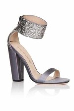 Party Shoes High Heels Size 7 EU40 Glitter Silver Cuff Little Mistress RRP £55