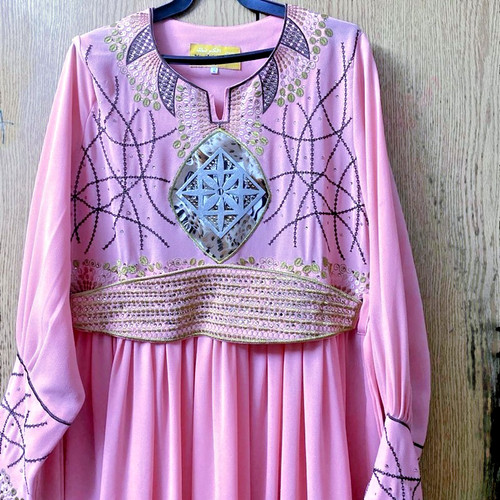 Luxury pink kaftan maxi dress - maxi,
