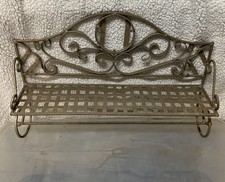 Vintage Decorative Metal Wall Shelf with Towel Bar Scroll Design Spice Rack 22”L