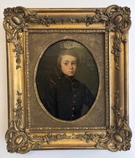 Antique Oil Portrait Painting Of A French Cadet/ Boy 19th century