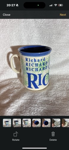 Antique mug richard blue white - antique,