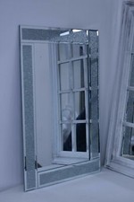 New Style Large Sparkle Silver Glitter Wall Mirror Frame Glass Lounge 40x60cm