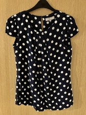 Dorothy Perkins Tall Billie & Blossom Navy Blue Polka Dot Keyhole Top Size 12T