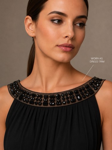 Black rhinestone mesh - black,