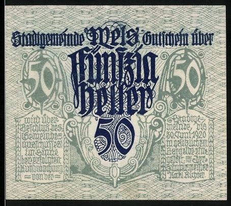 Emergency money wels - emergency, 1920,