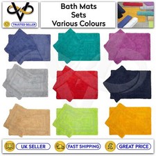 Bath Mat and Pedestal Mat Sets Bathroom Toilet Rugs Anti Slip Spray 100% Cotton