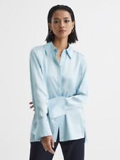 REISS Hailey Silk Shirt Top Blouse in Blue