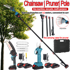 Telescopic Pole Chainsaw Long Reach Electric Tree Pruner Trimmer Branch Cutter