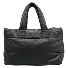 Auth CHANEL Coco Cocoon Tote - Black Leather Tote Bag