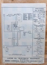 Original LUCAS Morris Commercial T2 & L2 Vehicles Wiring Diagram 1936-7 W2011