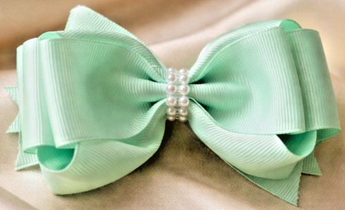 Handmade mint green - green, bow