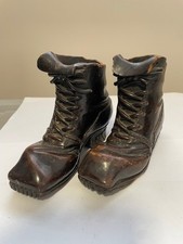 Pair Hand Carved Wooden Boots - Vintage dark wood 11cm tall