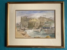 Harbour Scene by an unknown artist- Original Watercolour Signed & Framed
