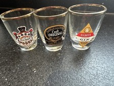 Vintage  branded shot glasses 3 branded glasses Smirnoff, Croft, Gilbeys