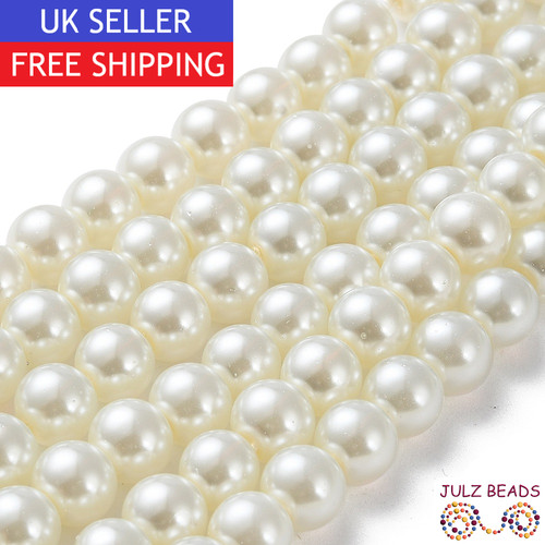 Ivory glass pearl - pearl, round