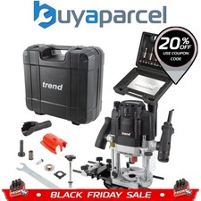 Trend T8K 240V 1/2in Trade Router 80mm Plunge Cut 2200W + 6 Piece Cutter Set