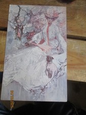 Artist Drawn Pug Dog & Glamour Lady Postcard DUPLEX Postmark Wheatsheaf 1905