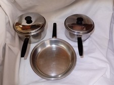 2 Prestige Stainless Steel Sauce Pans With Lids + 24cm Frying Pan. Free Postage 