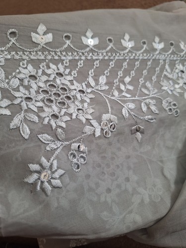 Grey embroidered lawn piece - grey,