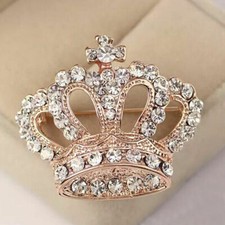 New Imperial crystal Gold Royal CROWN Shirt Collar Suit Brooch Wedding Lapel Pin