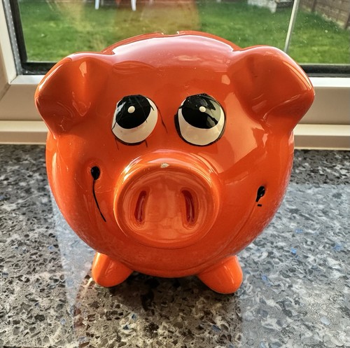 Orange piggy bank - bank, 12cm