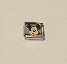 New Gold Mickey Mouse Silver Italian Charm Fits 9mm Classic Nomination Bracelet