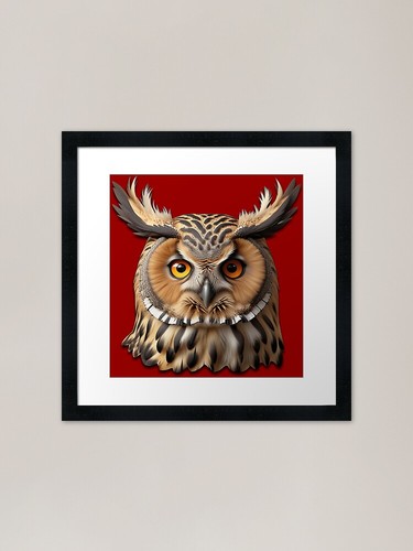 Owl head framed art - owl,