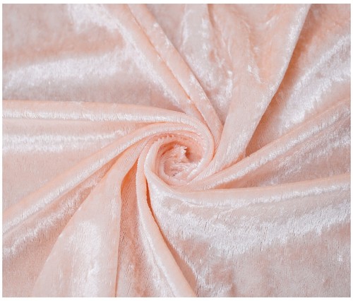 Peach crushed velvet fabric - peach,