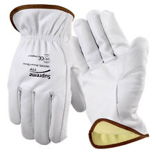Premium Yellow Leather Driver Work Gloves Fleece Lined Lorry Truck Driving Glove