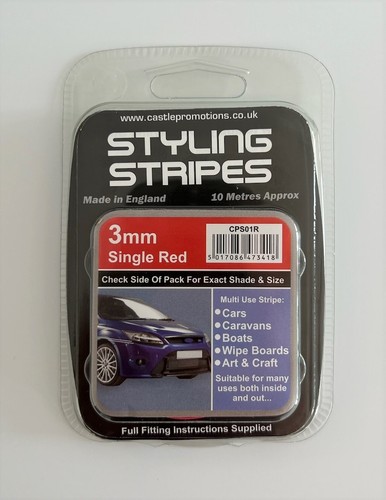 Red 3mm 10mtr self adhesive - red,