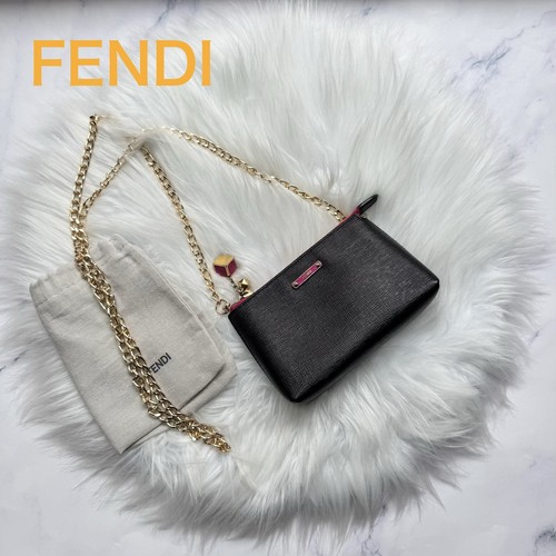 Fendi pouch leather black mini - fendi,