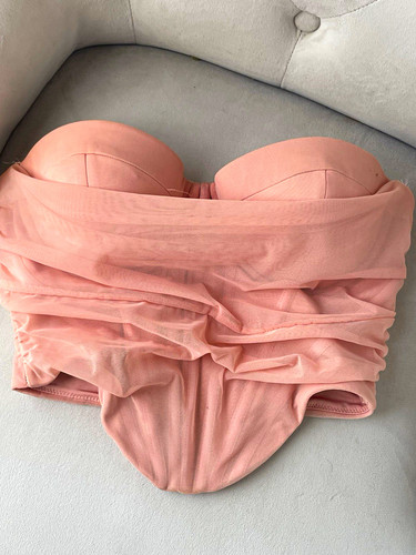 Polly pink strapless ruched - polly,