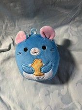 Original Squishmallows Squaz the Blue Mouse Clip Plush Toy