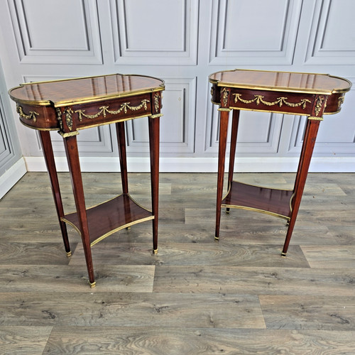 Antique pair lamp tables - antique,