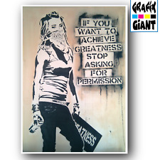 BANKSY GREATNESS QUOTE CANVAS PICTURE WALL ART POSTER PRINT LAMINATED A4 A3 SIZE