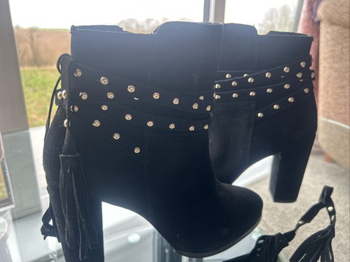 Faith black leather - leather, ankle