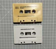 Two SAM Coupe cassettes - MGT demo software / Flash! / Utilities (1989)