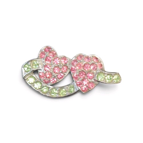 Double heart pink - pink, green