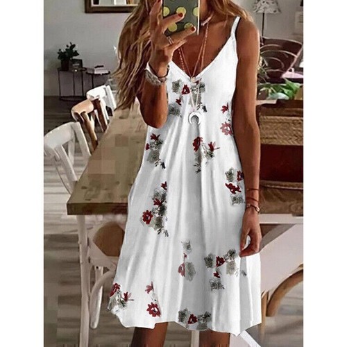 Women boho floral mini dress - mini,