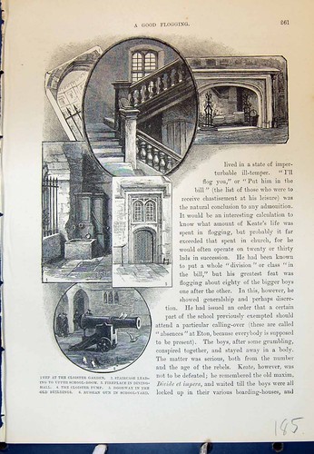 Old print eton school - school, cloister