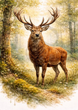 Red Deer Stag Watercolour