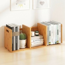Desktop Shelf Expandable Bookshelf Adjustable Desk Organizer Bookcase Vinyl Rack